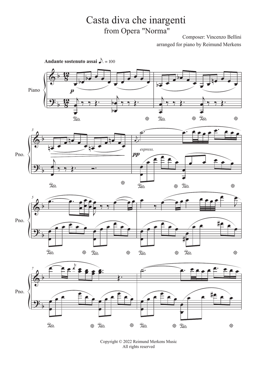 Casta Diva Che Inargenti (from Norma) - Advanced piano transcription Piano Solo scores gallery preview page 2