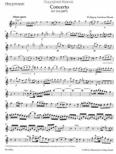 Oboe Concerto In C Major, K. 314