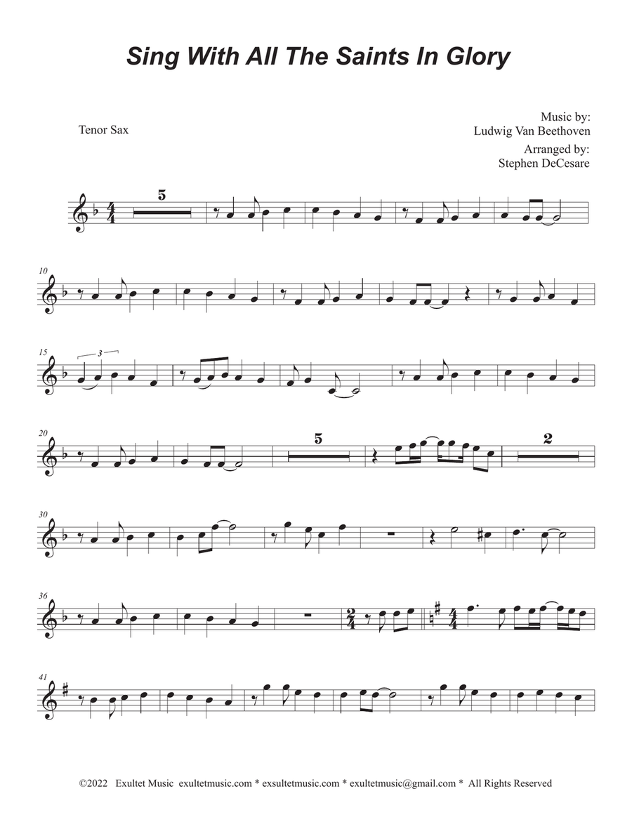 Sing With All The Saints In Glory (Tenor Saxophone and Piano) Tenor Saxophone scores gallery preview page 5