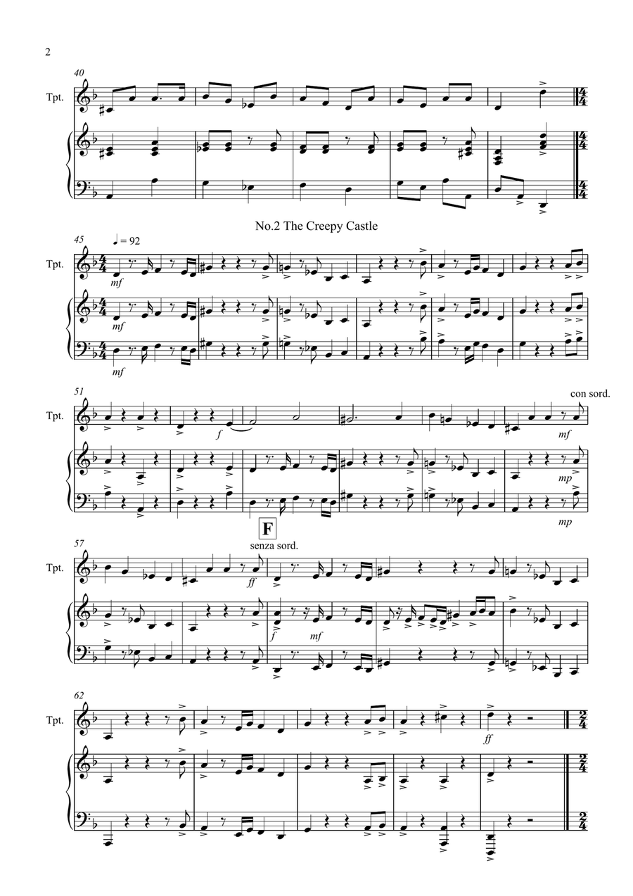 3 halloween Pieces for Trumpet And Piano Trumpet Solo scores gallery preview page 2