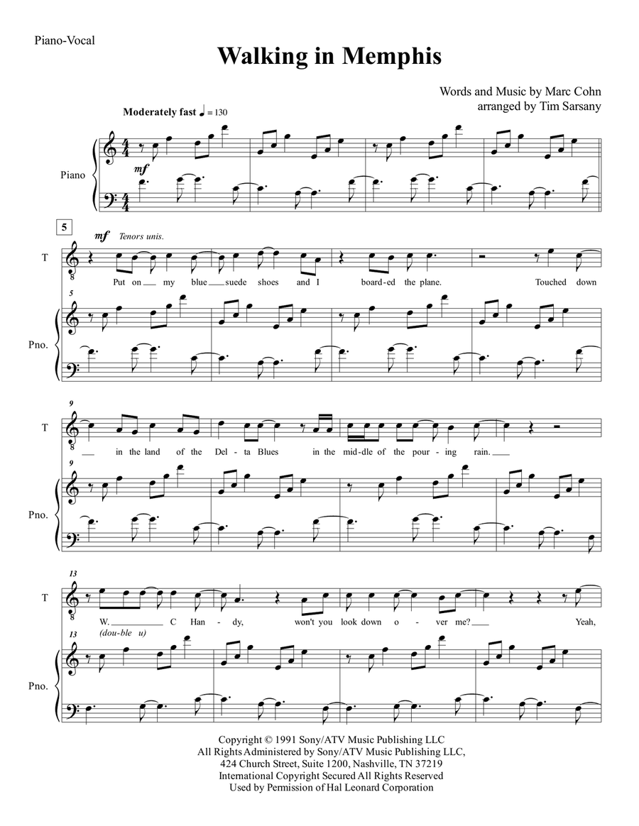 Walking In Memphis TTBB scores gallery preview page 1
