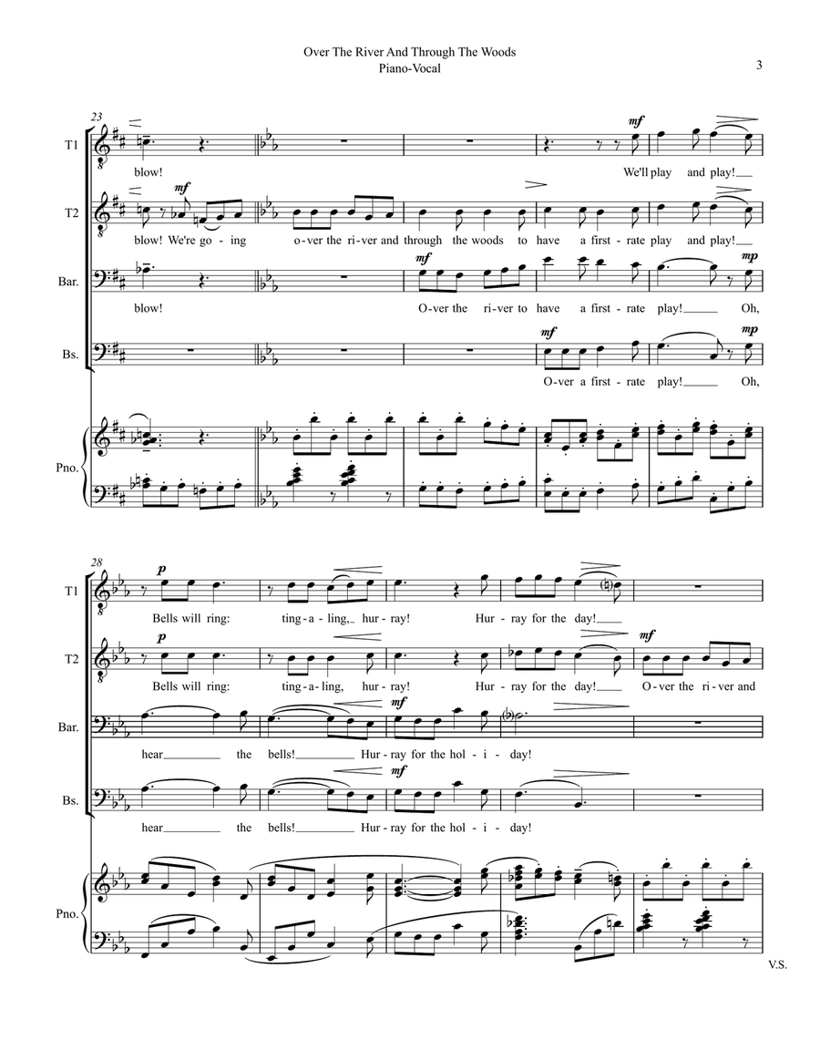 Over The River And Through The Woods TTBB scores gallery preview page 3