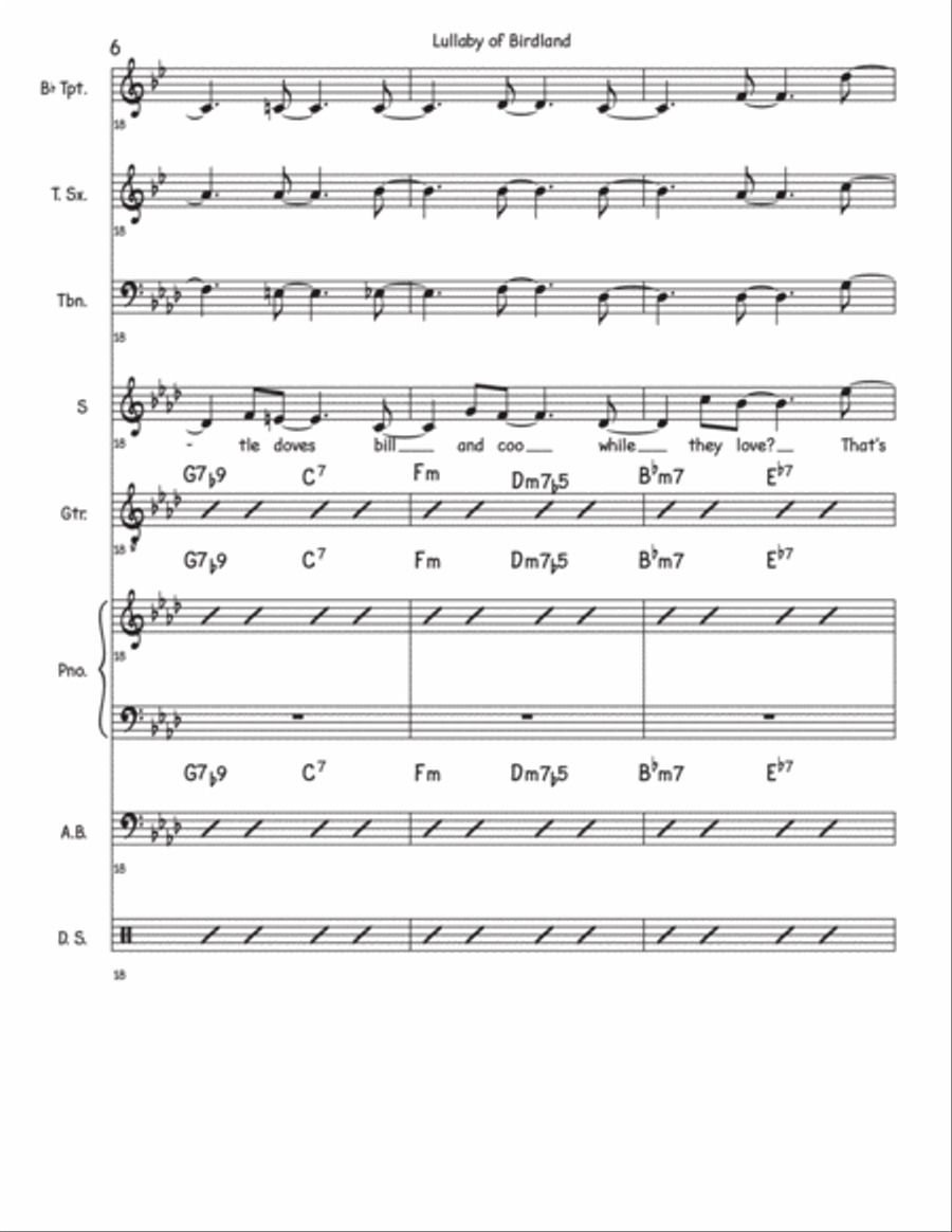 Lullaby Of Birdland Lullaby Of Birdland Jazz Ensemble scores gallery preview page 6
