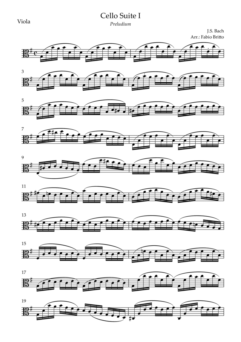Preludium (from Cello Suite no.1 - J. S. Bach) for Viola Solo