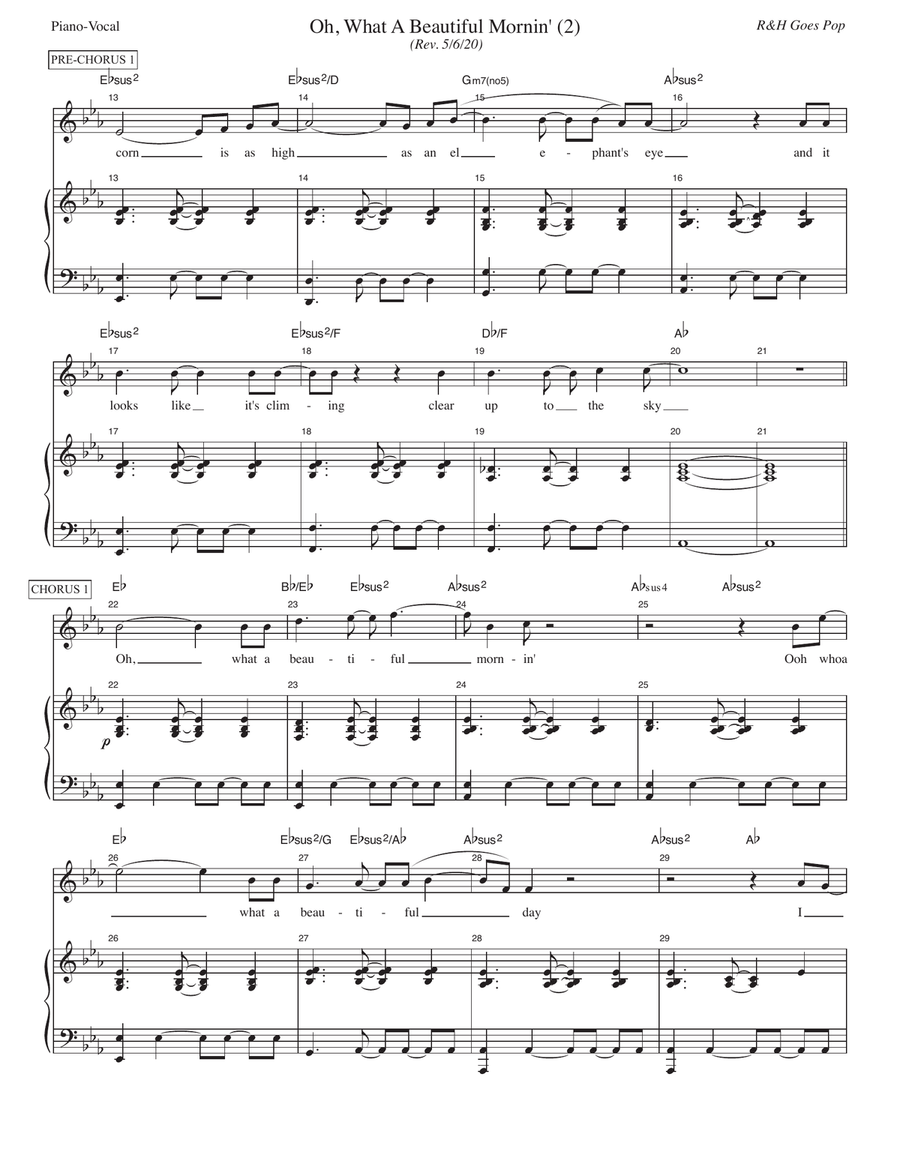 Oh, What A Beautiful Mornin' [R&H Goes Pop! version] (from Oklahoma!) Voice scores gallery preview page 2