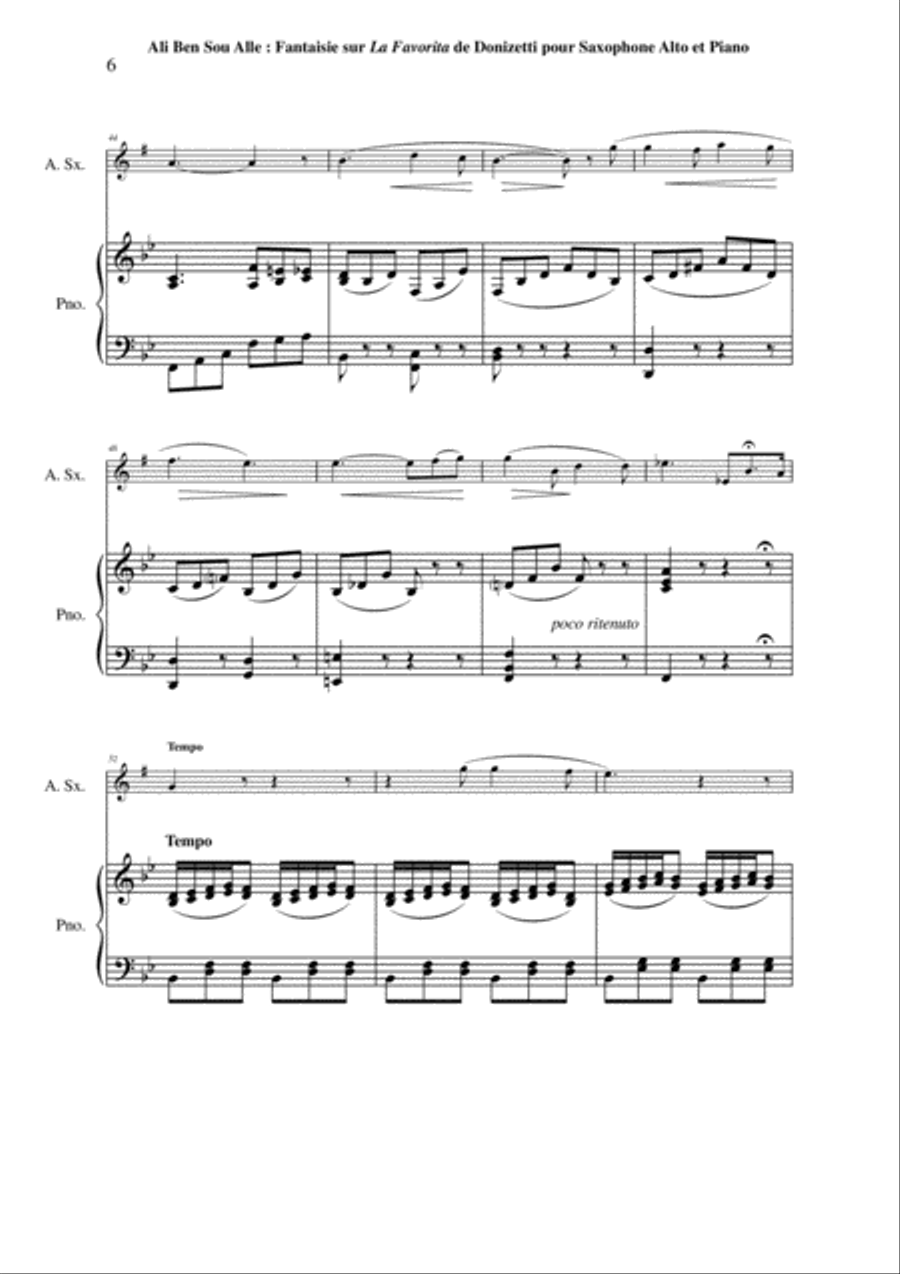 Ali Ben Sou Alle: Fantaisie sur La Favorita de Donizetti for alto saxophone and piano Alto Saxophone scores gallery preview page 6