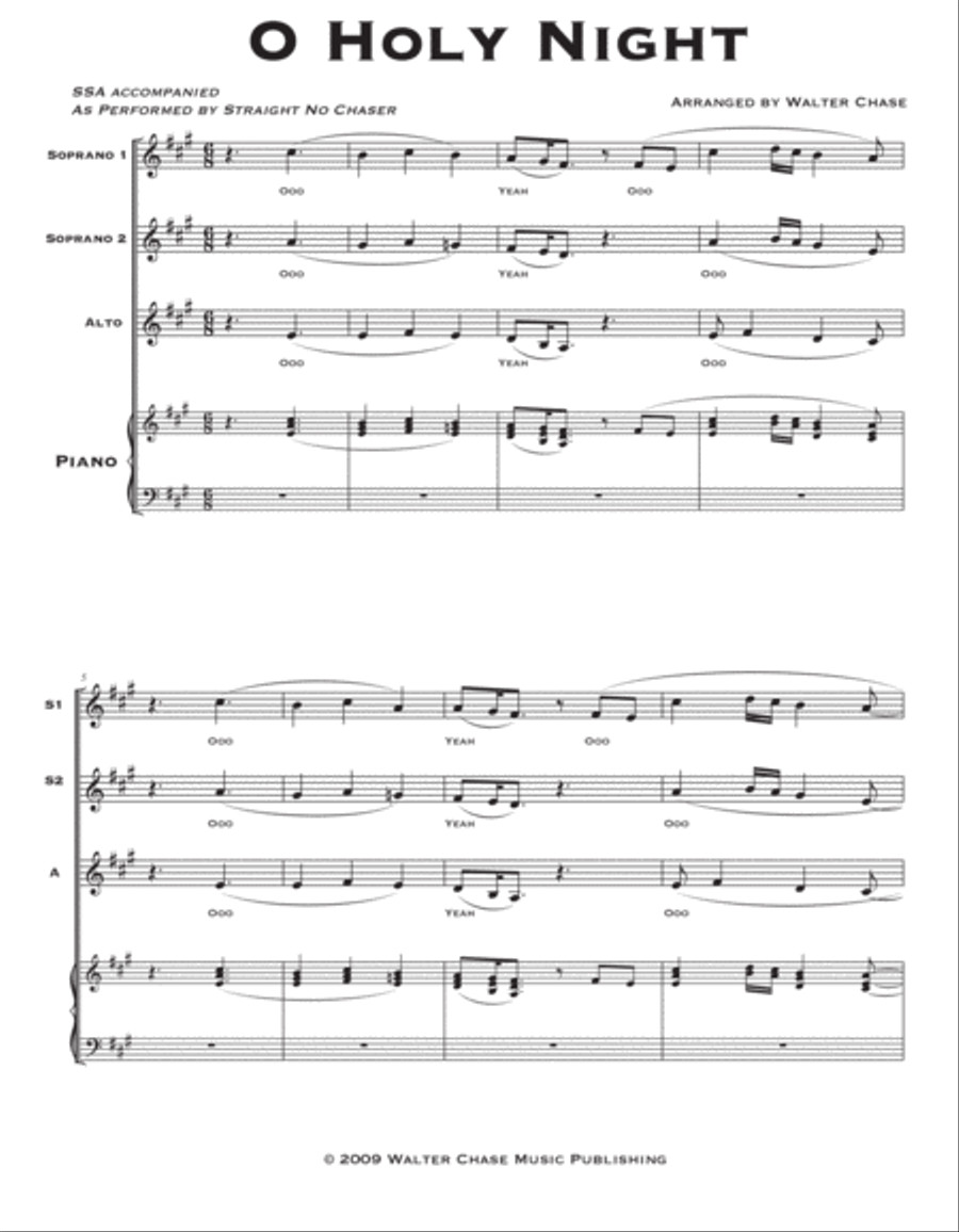 O Holy Night (as performed by Straight No Chaser) - SSA SSA scores gallery preview page 2