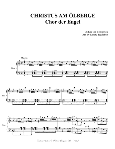 CHRISTUS AM OLBERGE - Chor der Engel - Op. 85 - Beethoven - For SATB Choir and Piano - With Piano pa image number null