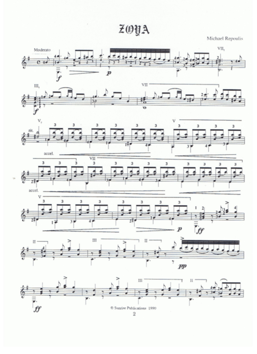 Zoya Classical Guitar scores gallery preview page 1
