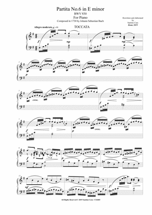 Bach - Partita No.6 in E minor BWV 830 for Piano