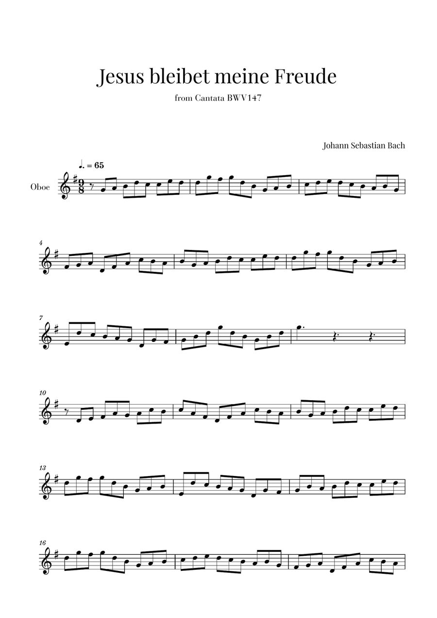 Bach - Jesus bleibet meine Freude for Oboe Oboe Solo scores gallery preview page 1