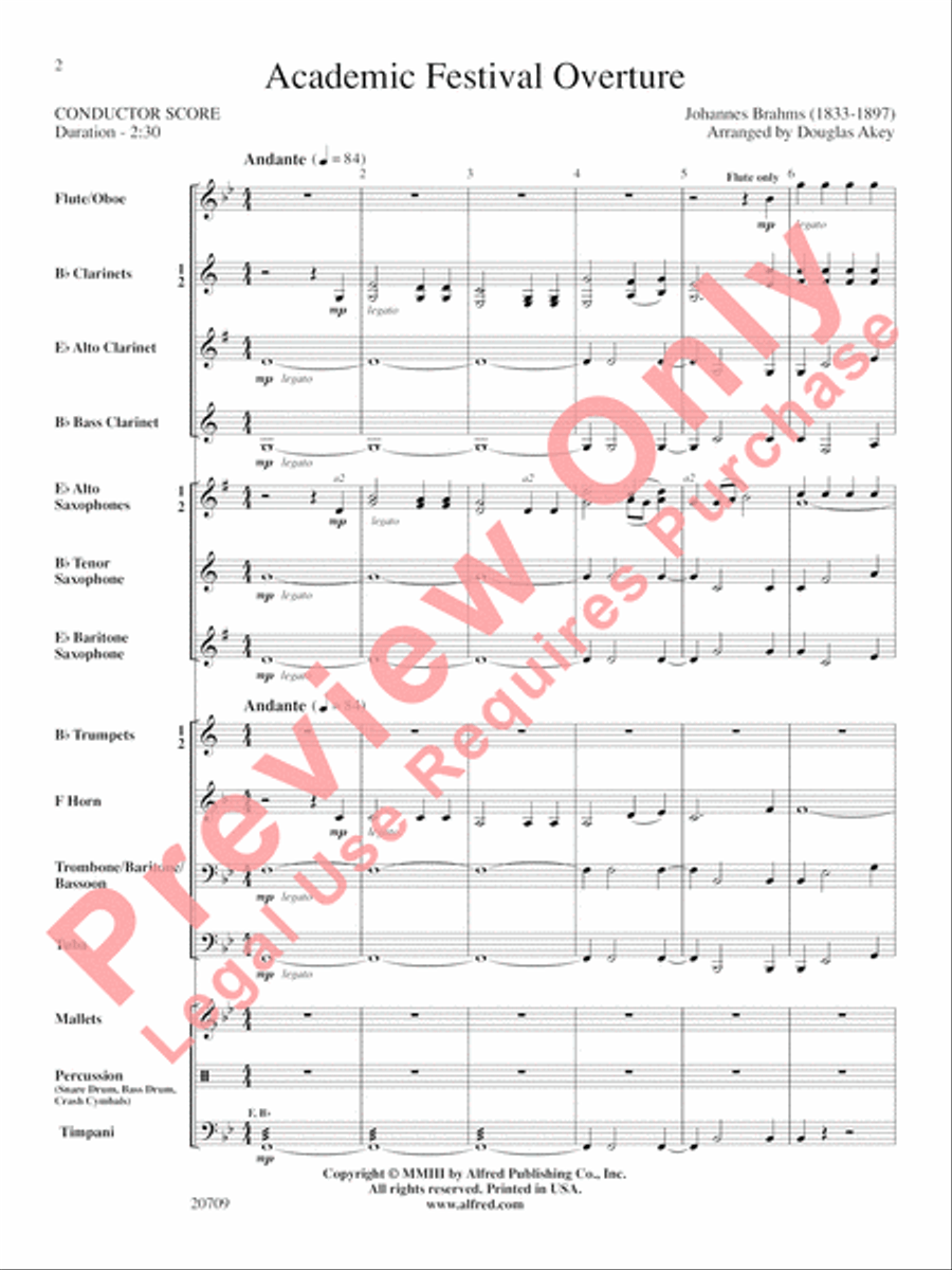 Academic Festival Overture Concert Band scores gallery preview page 3