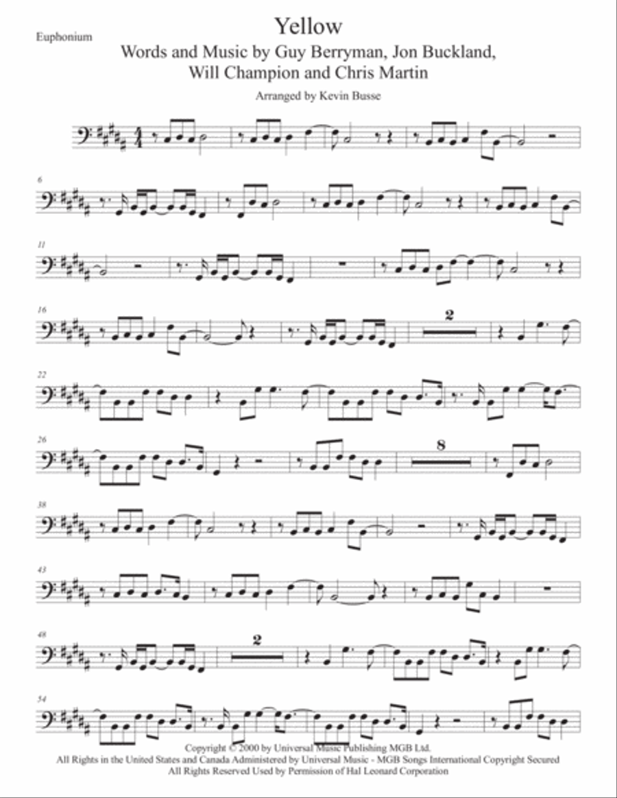 Yellow Yellow Euphonium scores gallery preview page 1