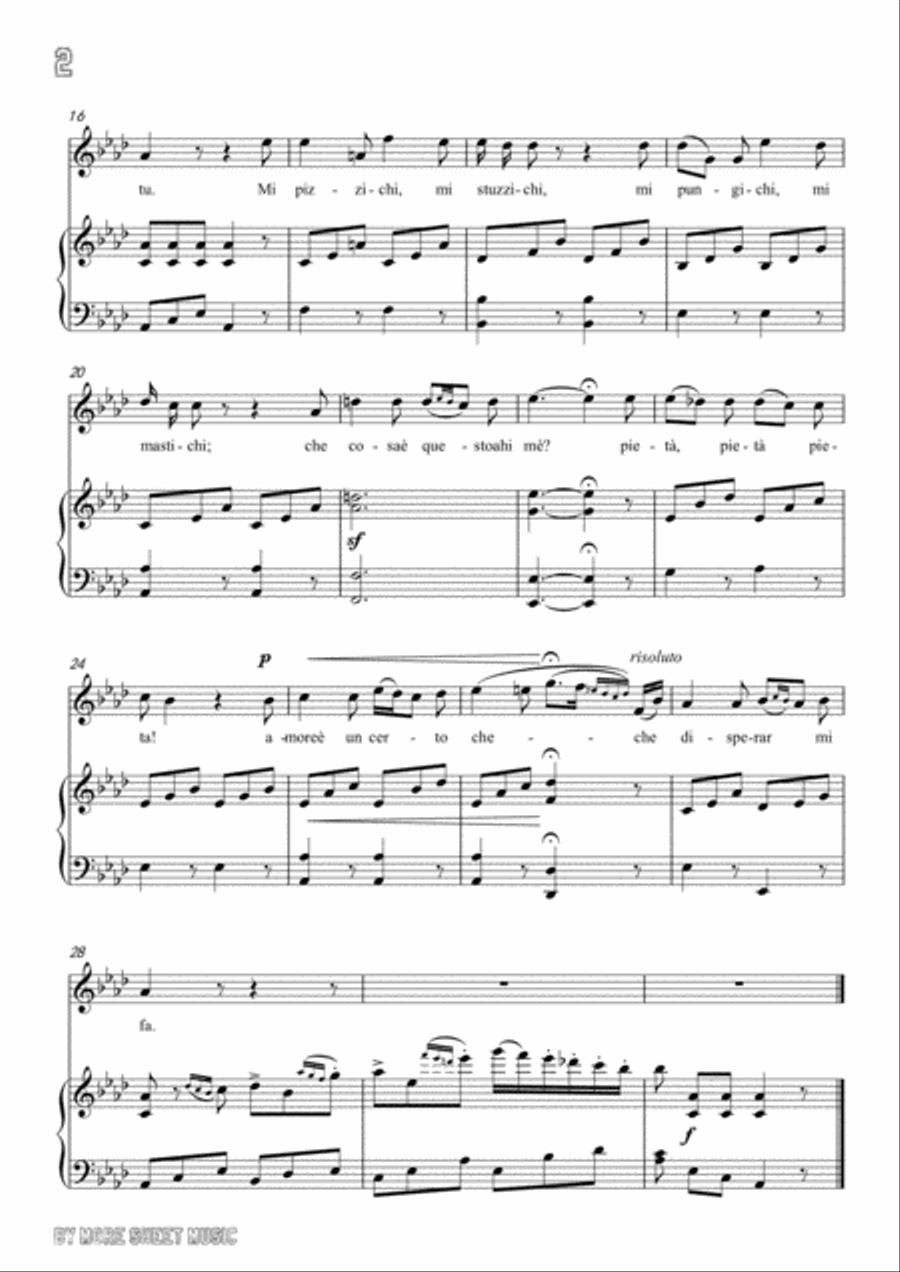 Paisiello-Nel cor più non mi sento in A flat Major,for Voice and Piano Voice Solo scores gallery preview page 4