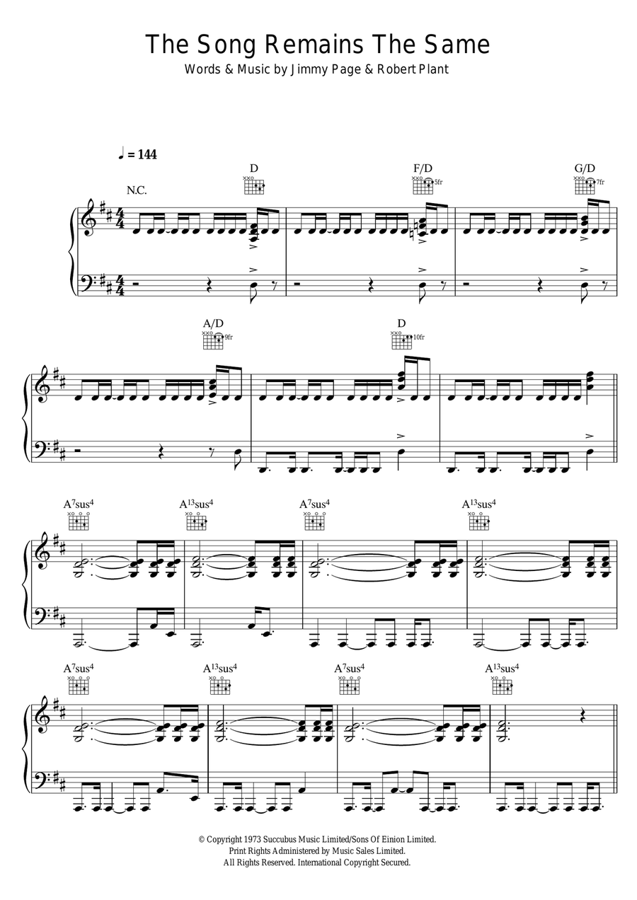 Song Remains The Same Song Remains The Same Acoustic Guitar scores gallery preview page 1