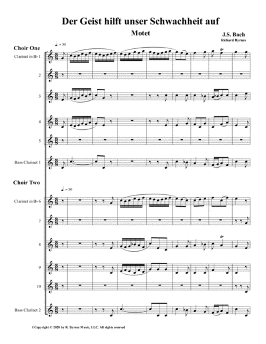 Der Geist hilft unser Schwachheit auf by J.S. Bach for Double Clarinet Choir Clarinet Choir scores gallery preview page 1