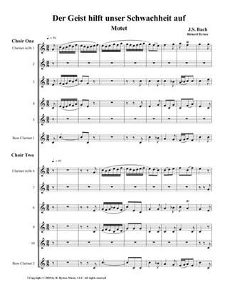 Der Geist hilft unser Schwachheit auf by J.S. Bach for Double Clarinet Choir