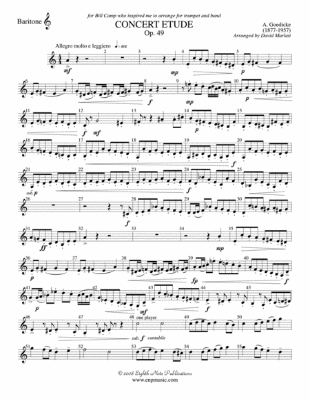 Concert Etude, Op. 49 (Solo Trumpet and Concert Band): Baritone T.C.