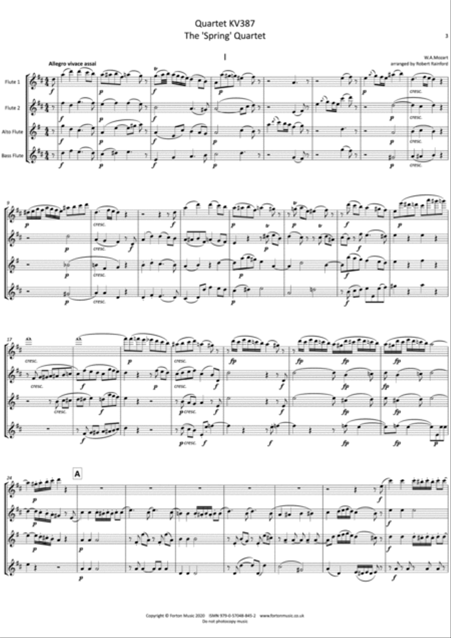 Quartet KV387 The Spring Quartet Set of Parts scores gallery preview page 3