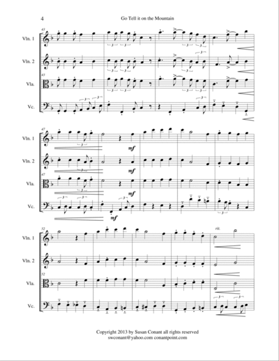 Go Tell it on the Mountain String Quartet scores gallery preview page 4