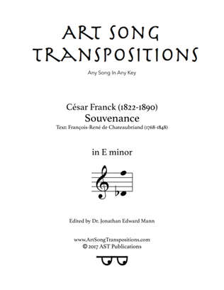 Book cover for FRANCK: Souvenance (transposed to E minor)