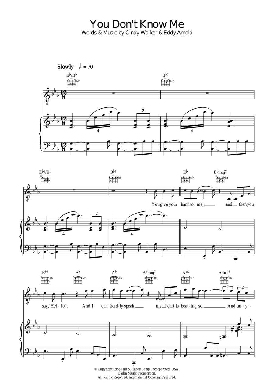You Don't Know Me Piano, Vocal, Guitar scores gallery preview page 1