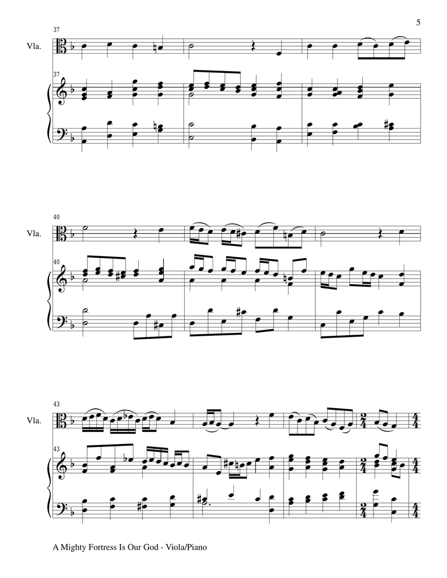 A MIGHTY FORTRESS IS OUR GOD (Duet – Viola and Piano/Score and Parts) Piano scores gallery preview page 5
