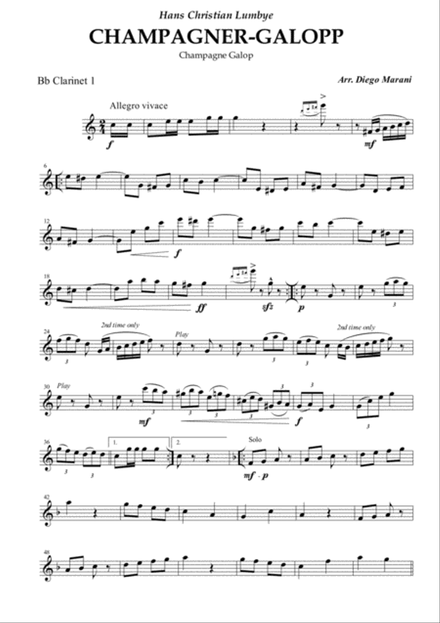 Champagne Galop for Clarinet Quartet Clarinet Quartet scores gallery preview page 1