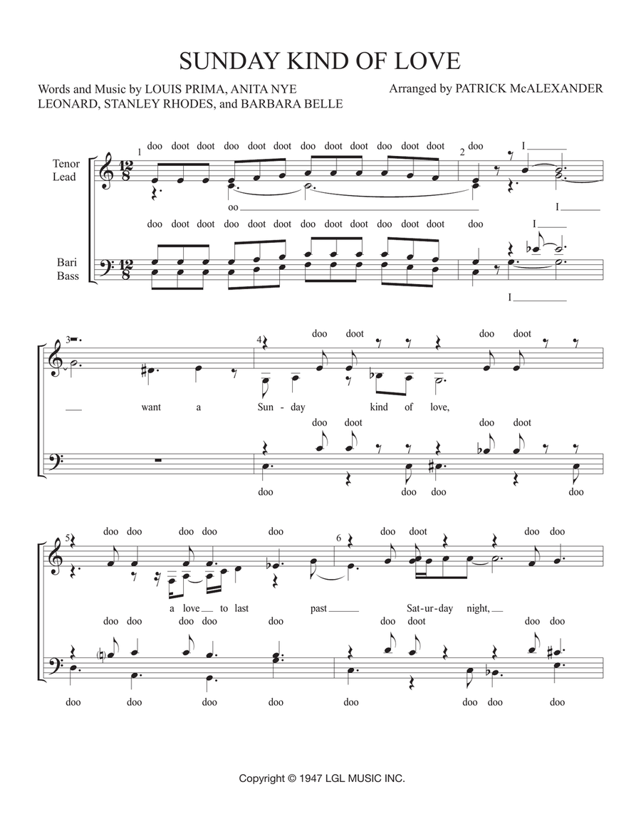Sunday Kind Of Love Sunday Kind Of Love 4-Part scores gallery preview page 1