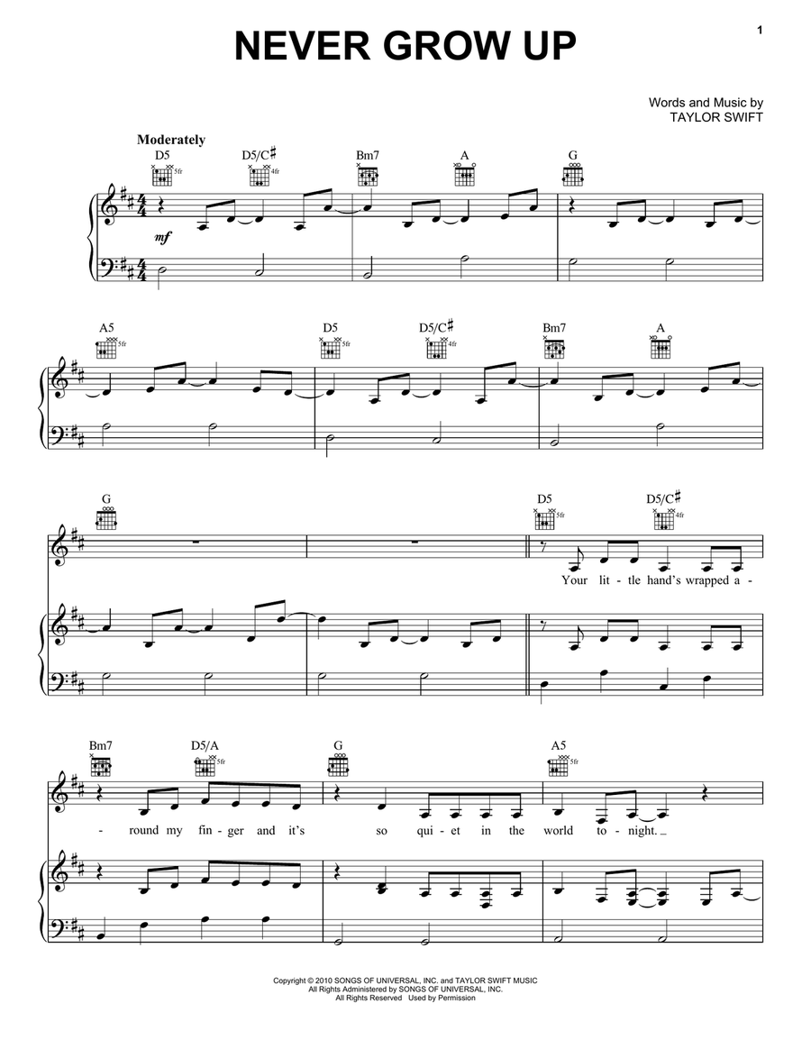 Never Grow Up Acoustic Guitar scores gallery preview page 1