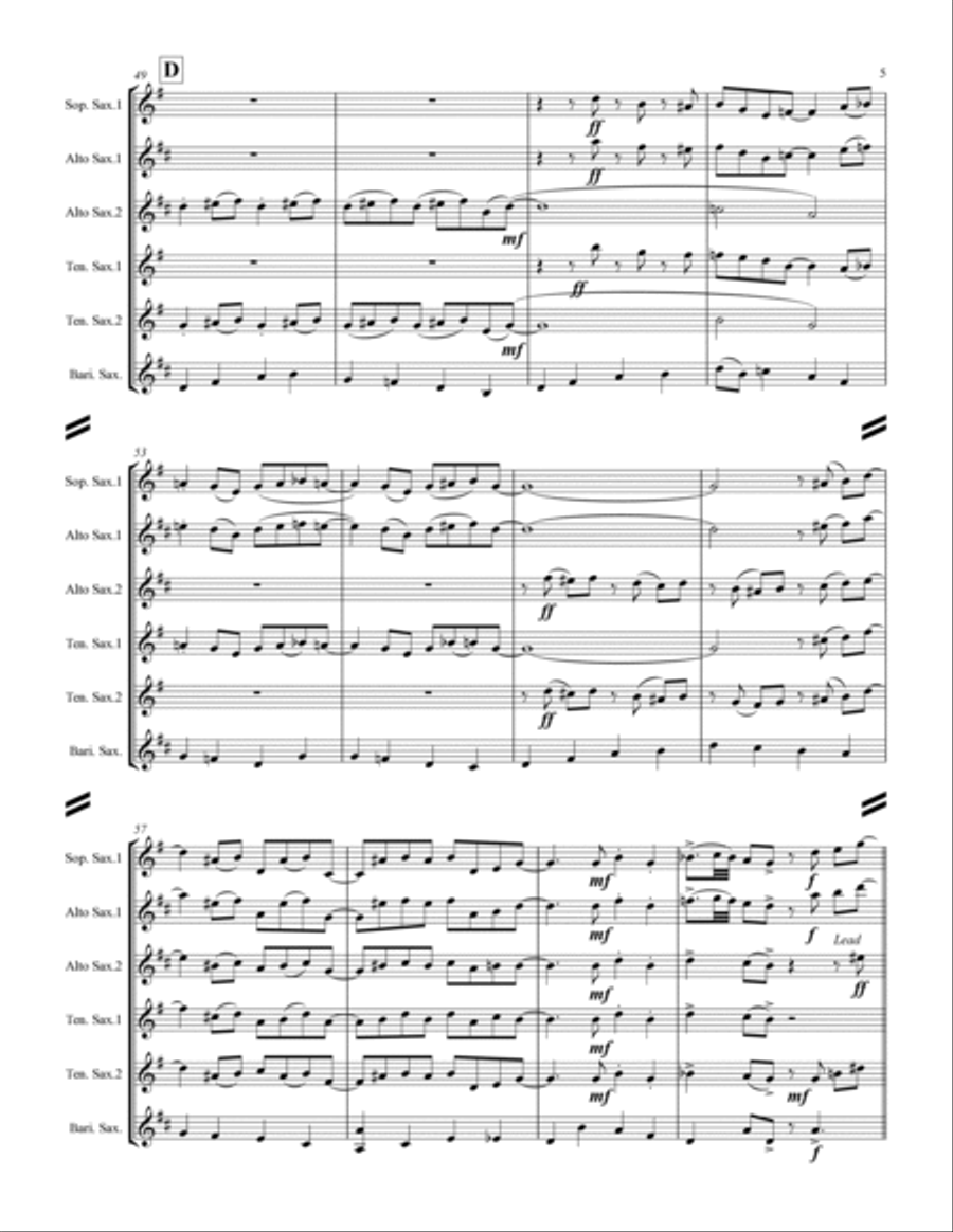 St. Louis Blues (for Saxophone Quintet SATTB or AATTB) Saxophone Quintet scores gallery preview page 6