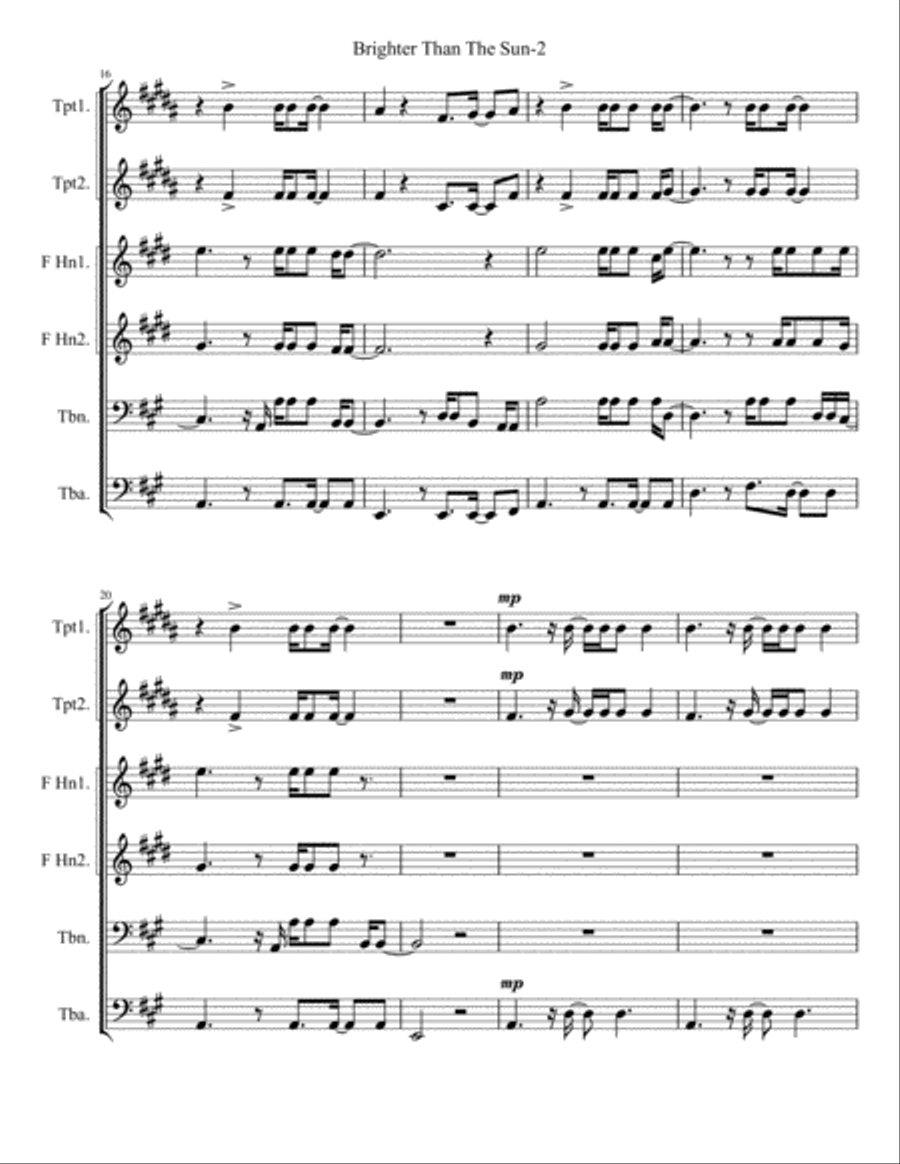 Brighter Than The Sun Brighter Than The Sun Brass Ensemble scores gallery preview page 2