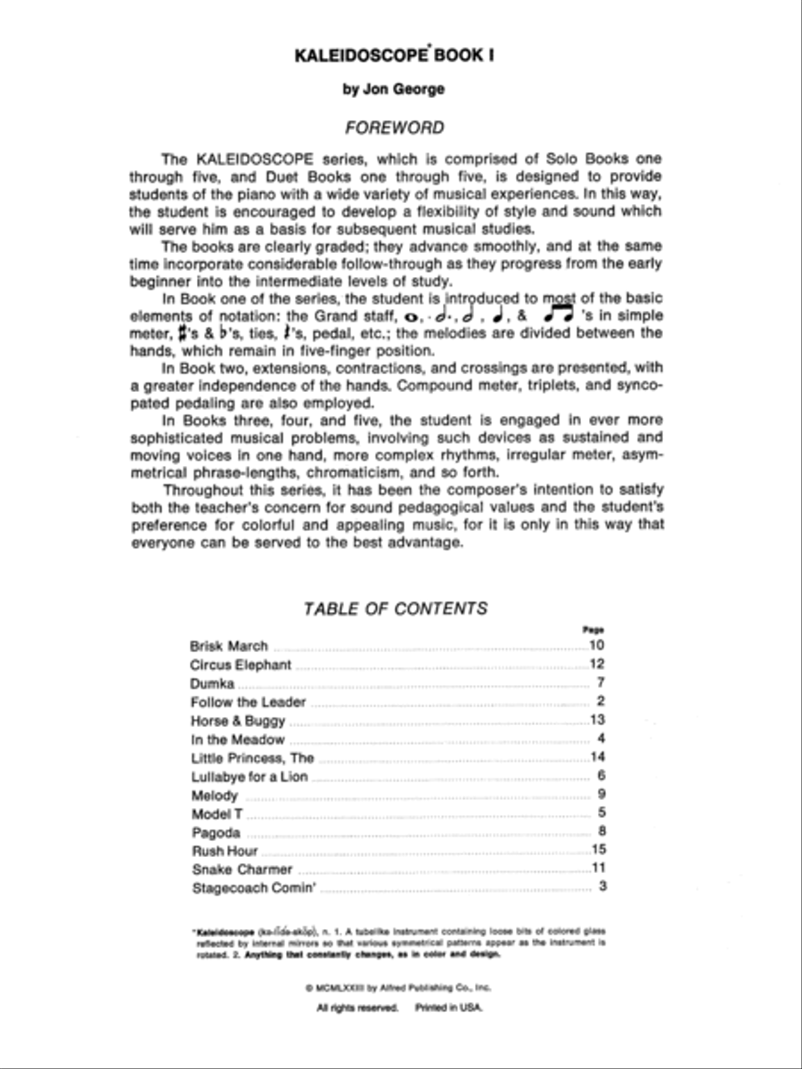 Kaleidoscope Solos, Book 1 Easy Piano scores gallery preview page 2