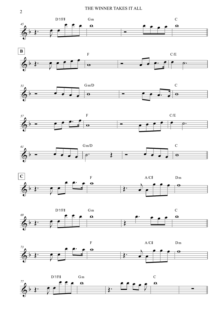 The Winner Takes It All Violin Solo scores gallery preview page 2