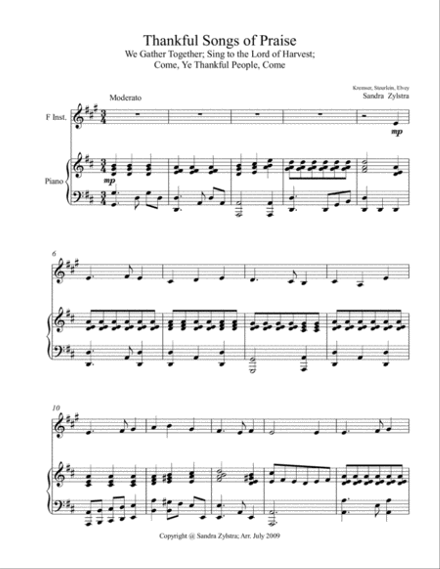 Thankful Songs of Praise (treble F instrument solo) image number null