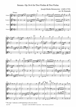 Sonata Op.34-4 for Two Violins & Two Violas