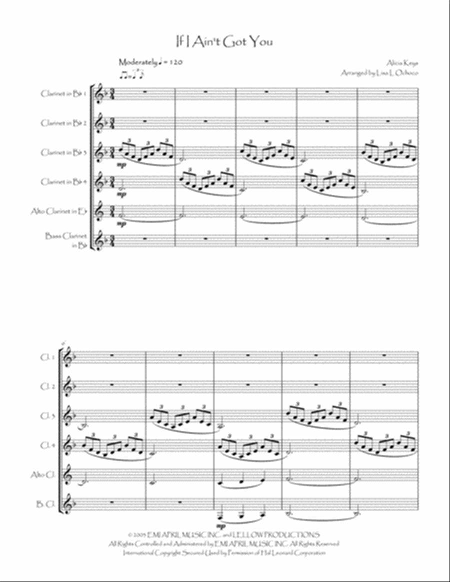 If I Ain't Got You Clarinet Choir scores gallery preview page 3