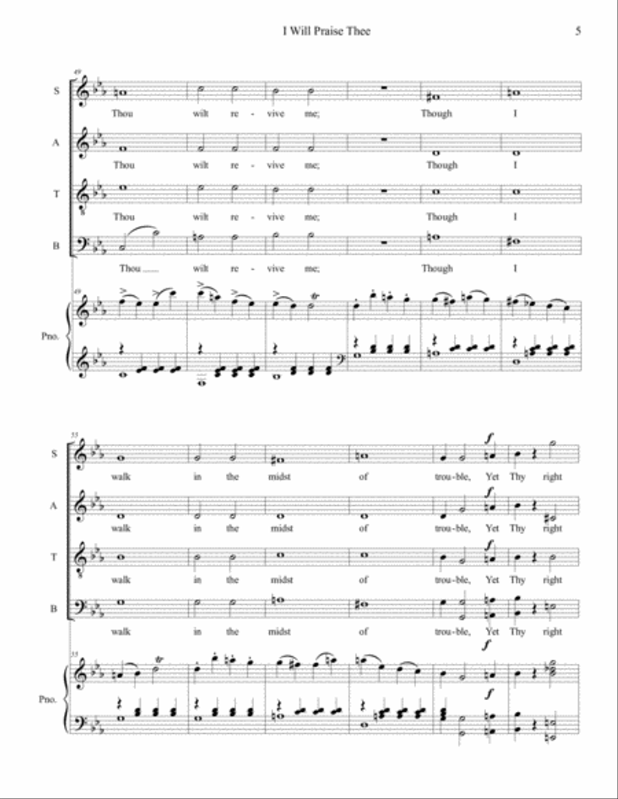 I Will Praise Thee I Will Praise Thee 4-Part scores gallery preview page 5