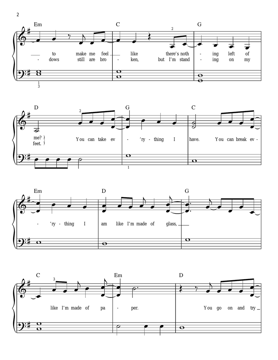 Skyscraper Easy Piano scores gallery preview page 2