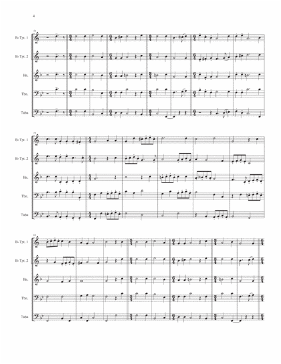 Hark all ye Lovely Saints for Brass Quintet Brass Quintet scores gallery preview page 6