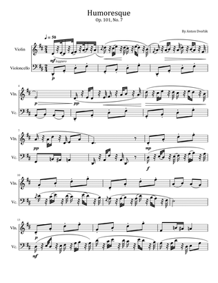Book cover for Dvorak - Humoresque - Op. 101, No. 7 - Violin and Cello Duet