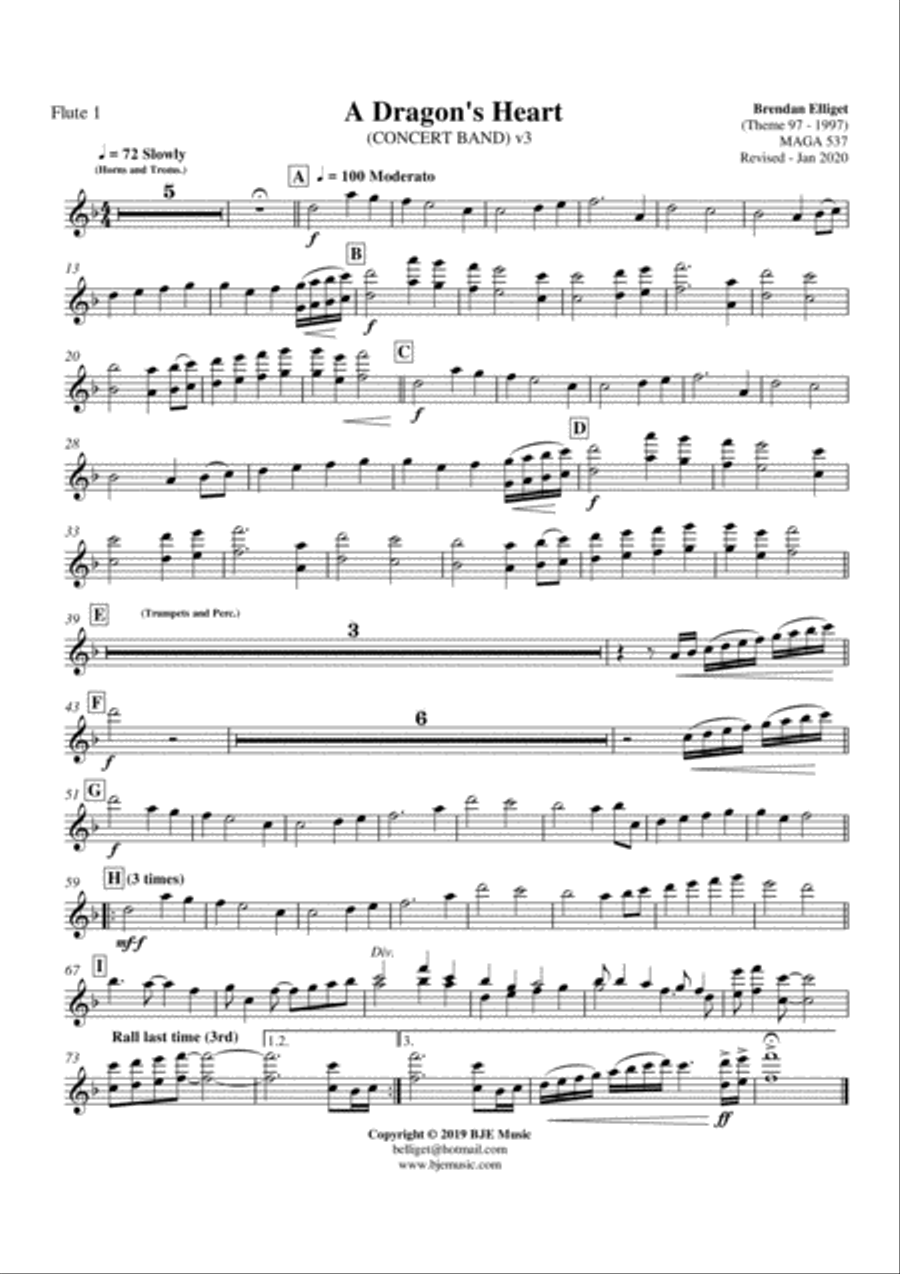 A Dragon's Heart v3 - Concert Band Score and Parts PDF Concert Band scores gallery preview page 3