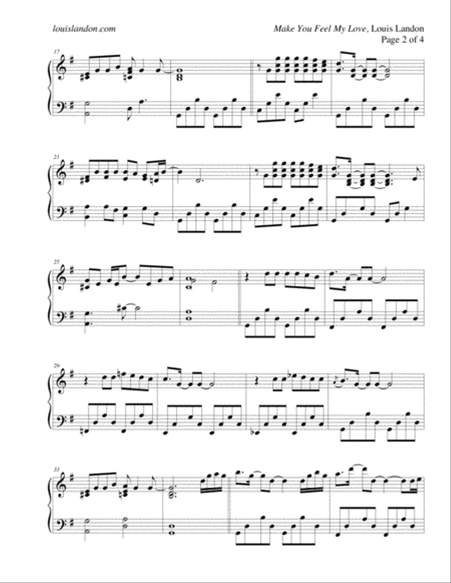 To Make You Feel My Love Piano Solo scores gallery preview page 3