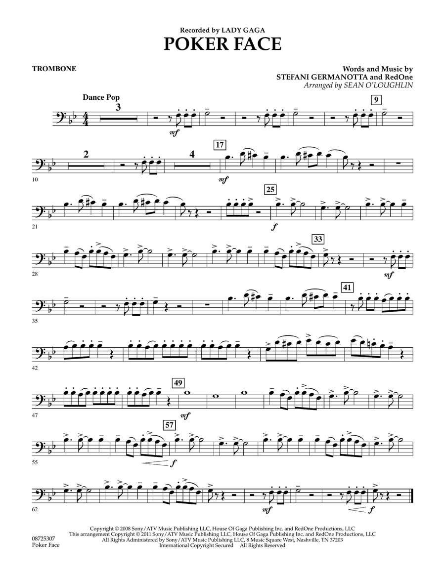 Poker Face - Trombone Poker Face - Trombone Concert Band scores gallery preview page 1