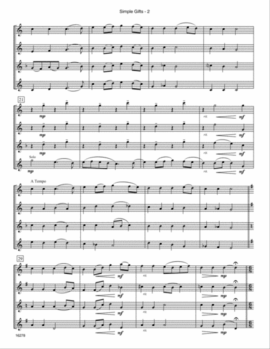 Simple Gifts Simple Gifts Saxophone Quartet scores gallery preview page 3