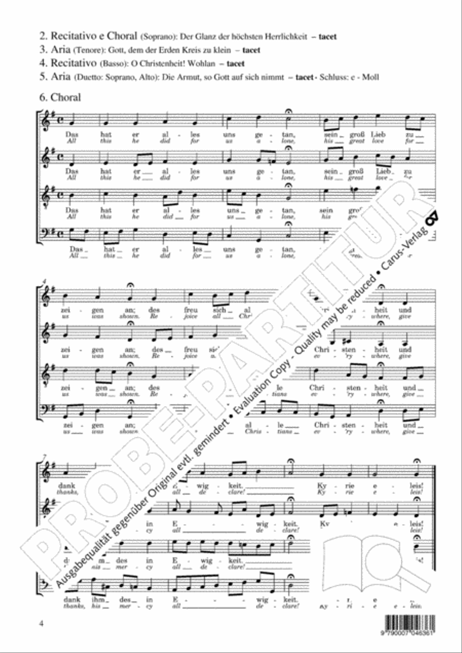 All praise to you, Lord Jesus Christ (Gelobet seist du, Jesu Christ) 4-Part scores gallery preview page 5