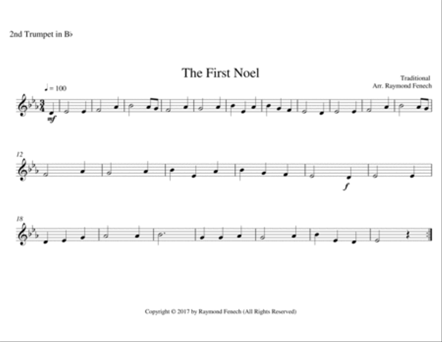 The First Noel - Christmas Sing along (For Brass Quintet - 2 Trumpets, Horn, Euphonium and Tuba) Brass Quintet scores gallery preview page 5