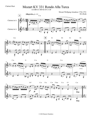 Book cover for Mozart Rondo Alla Turca for Clarinet