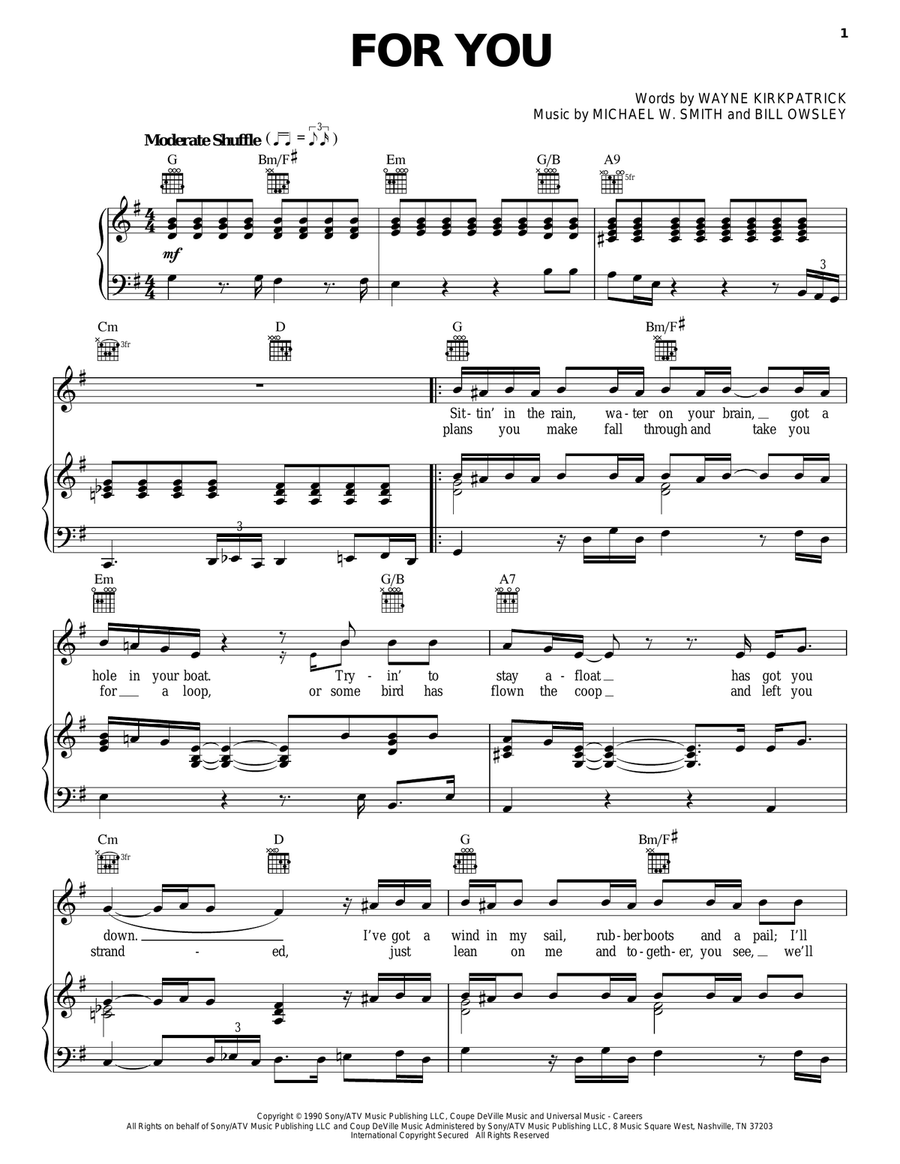 For You Piano, Vocal, Guitar scores gallery preview page 1