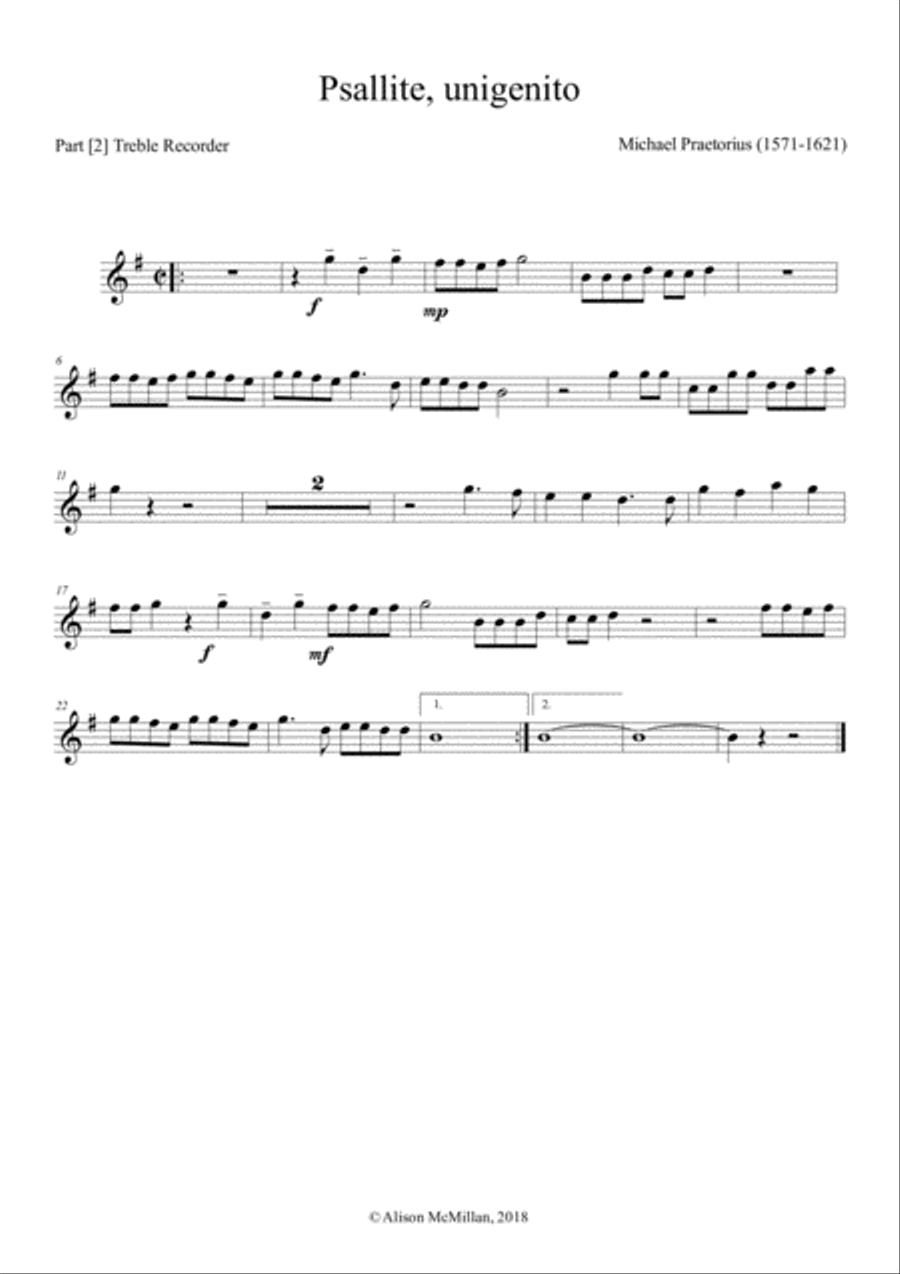 Psallite, unigenito Recorder scores gallery preview page 5